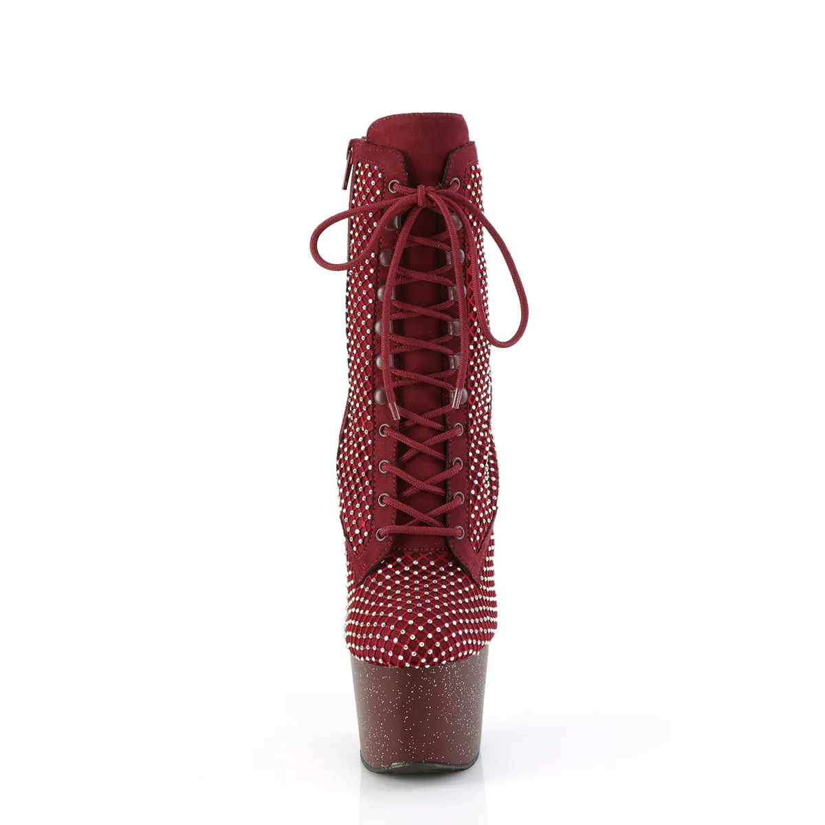 ADORE-1020RM Pleaser Footwear Bling Lace Up Boots with Glitter Platforms
