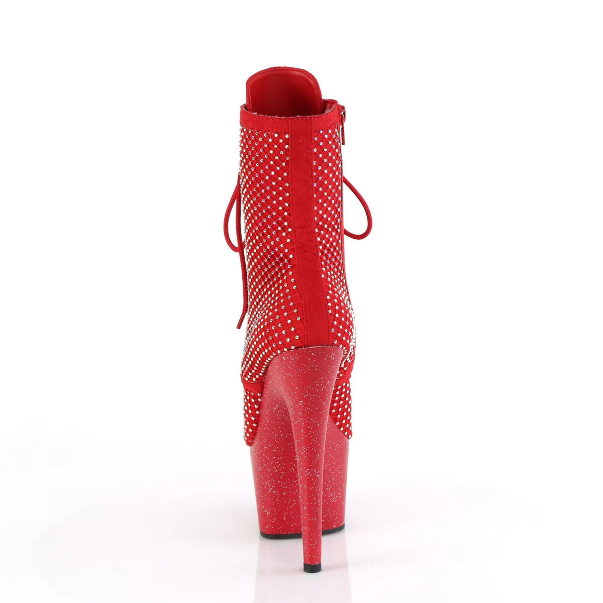 ADORE-1020RM Pleaser Footwear Bling Lace Up Boots with Glitter Platforms