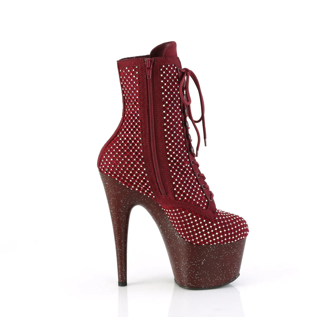 ADORE-1020RM Pleaser Footwear Bling Lace Up Boots with Glitter Platforms