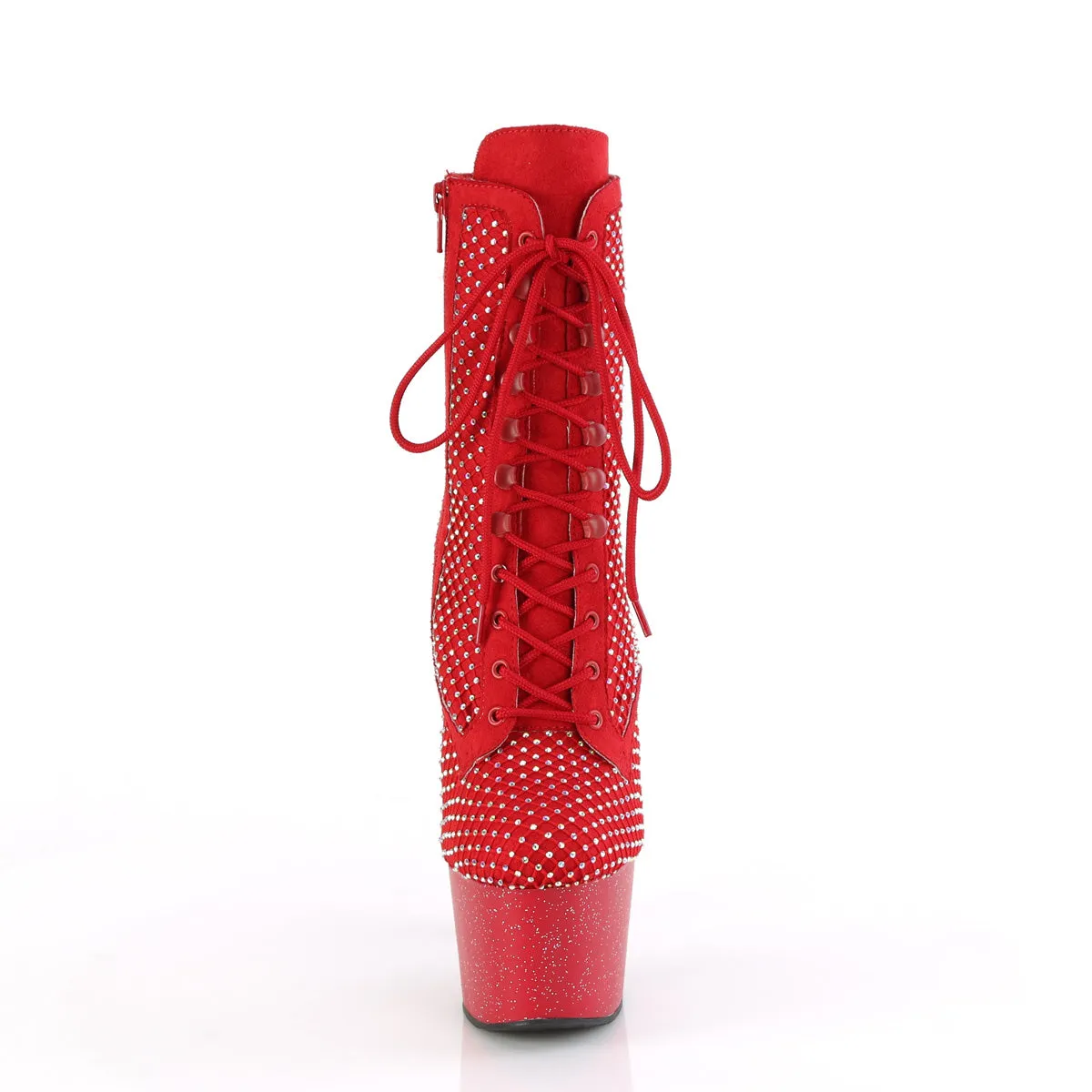 ADORE-1020RM Pleaser Footwear Bling Lace Up Boots with Glitter Platforms