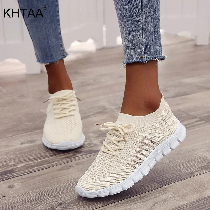 Amozae--Woman Sneakers Breathable Light Women's Footwear 2024 Vulcanized Shoes Lace Up Comfort Flats Walking Shoes Casual Female