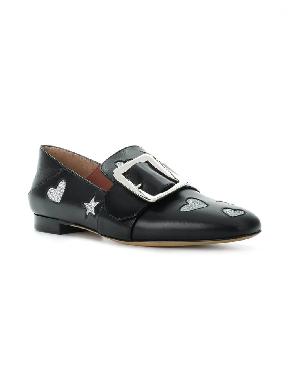 Bally Janelle Hearts 6221029 Women's  Black Leather Loafers US 6.5 MSRP $675