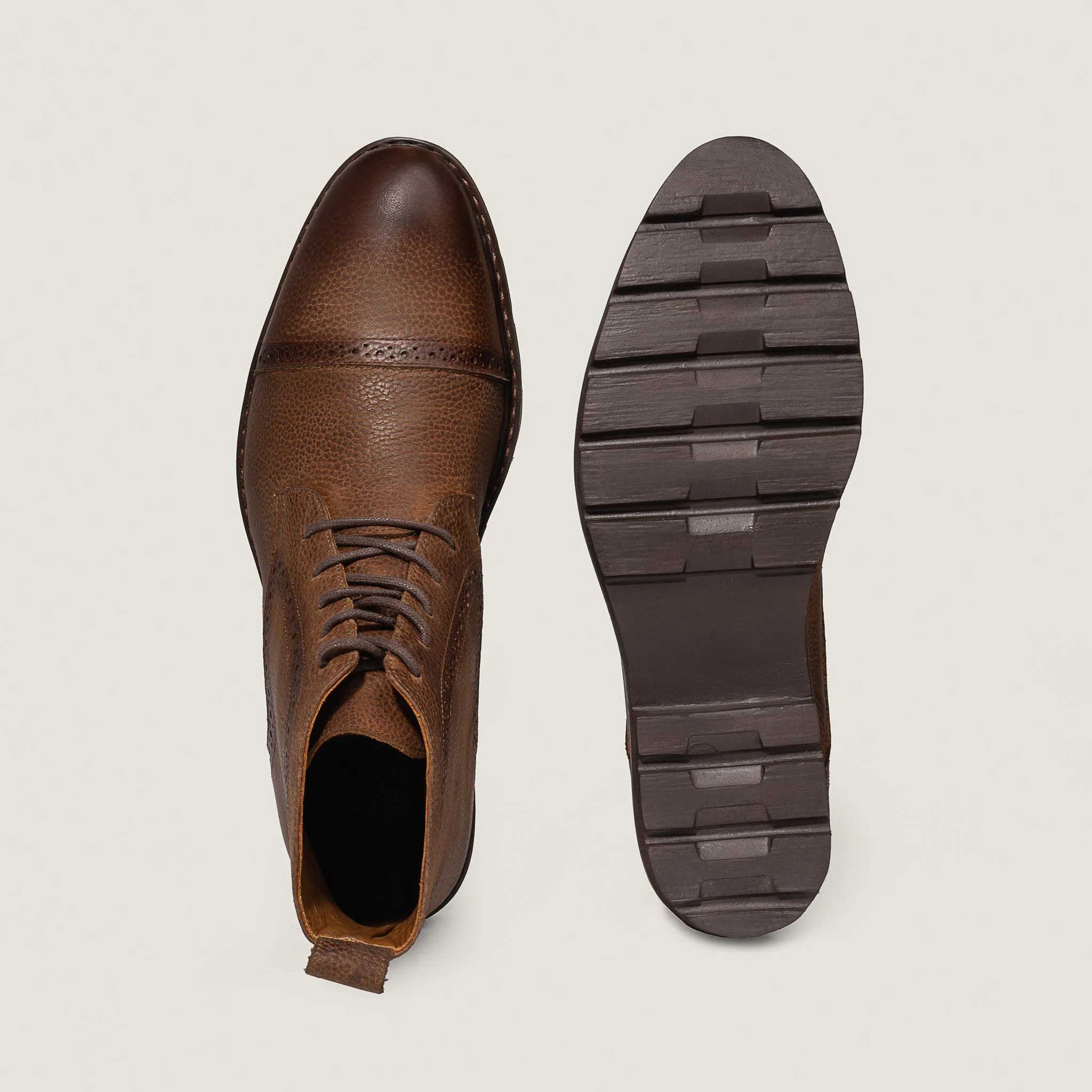 Beige Oxford Lace Up Boots
