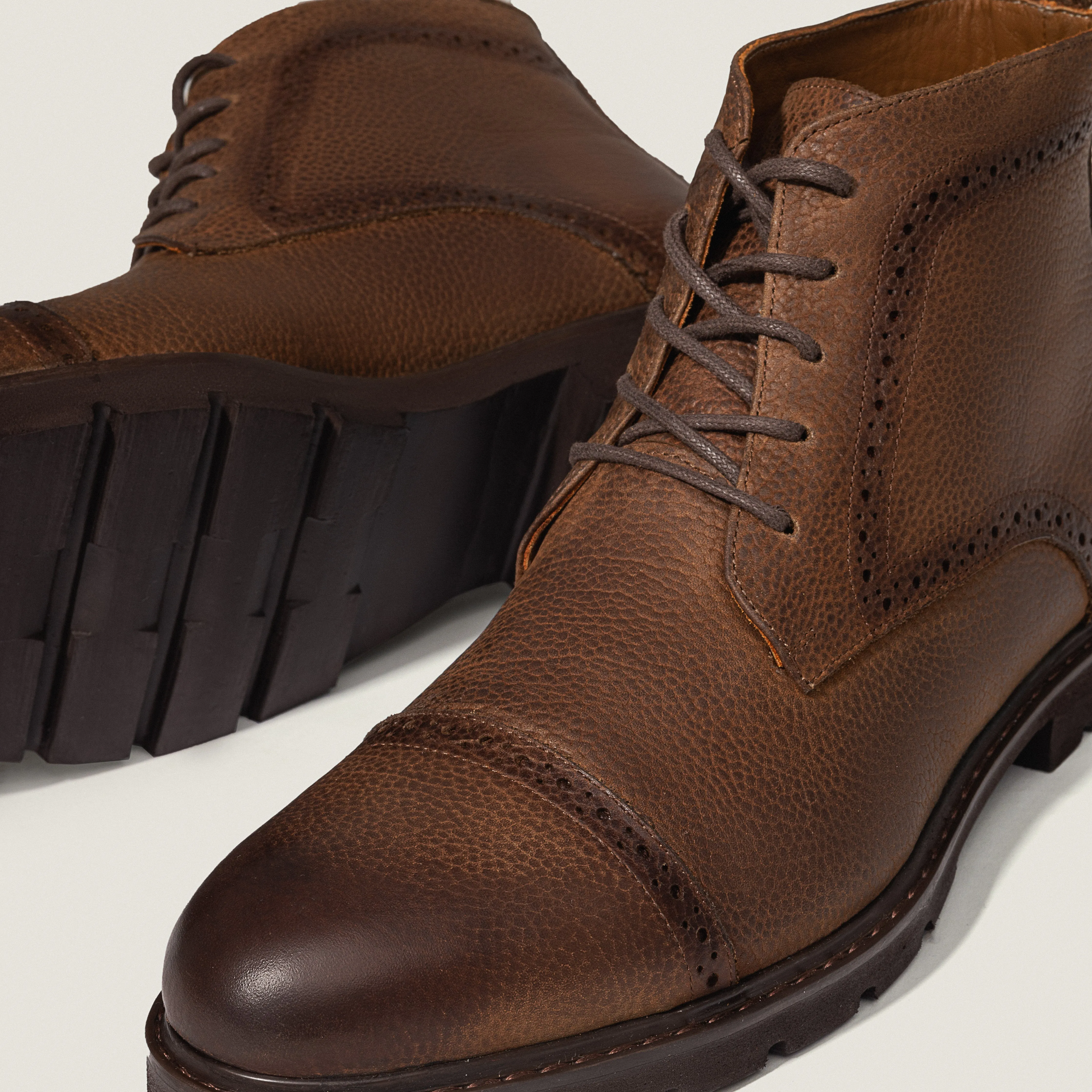 Beige Oxford Lace Up Boots