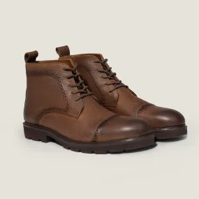 Beige Oxford Lace Up Boots