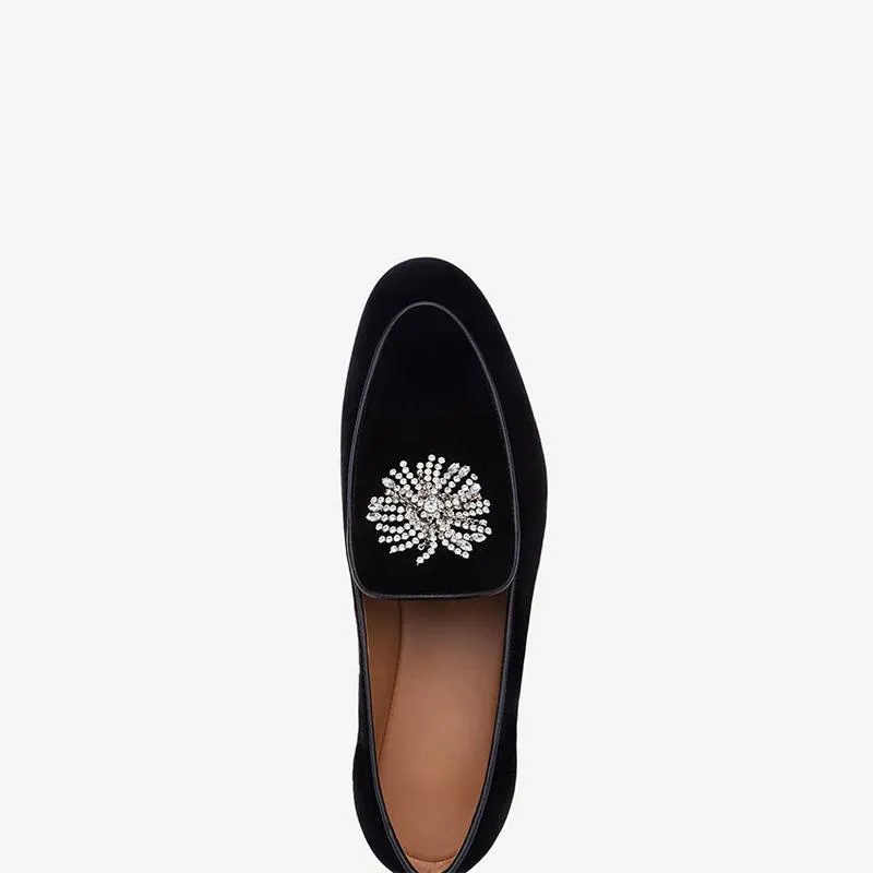 Black Suede Loafers Round Toe