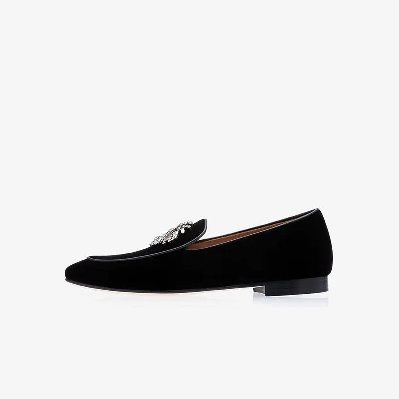 Black Suede Loafers Round Toe