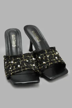 Black Tweed Mule