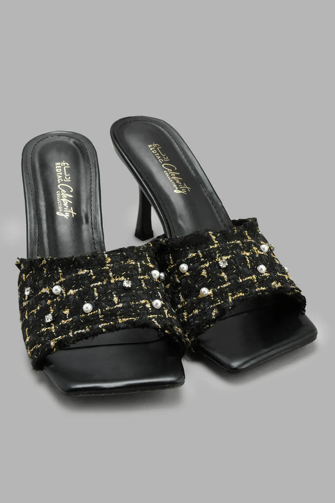 Black Tweed Mule