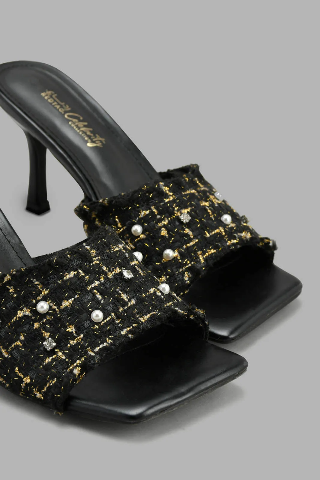 Black Tweed Mule