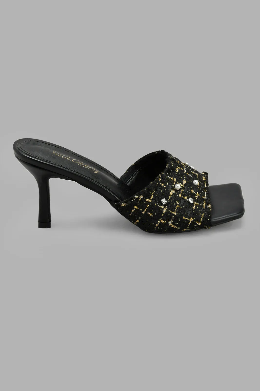 Black Tweed Mule