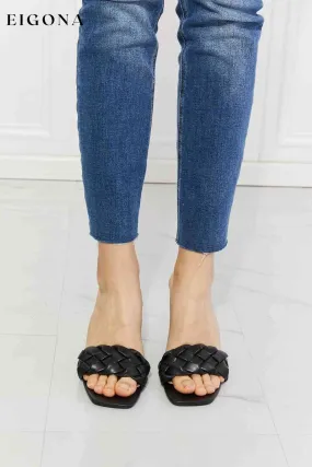 Braided Block Heel Sandals in Black