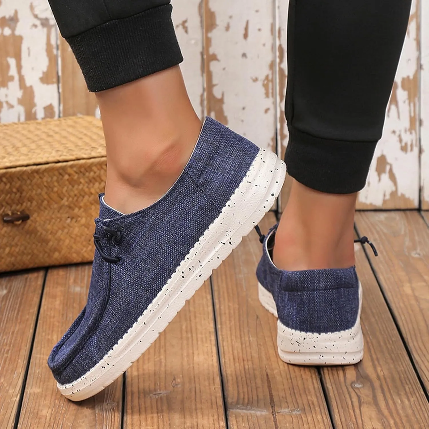 Canvas Deck Shoes Mens,Classic Lightweight Breathable Men Loafers,Casual Comfy Soft Slip On Boat Shoes for Men,Slip Resistant,All Weather Rubber Soles