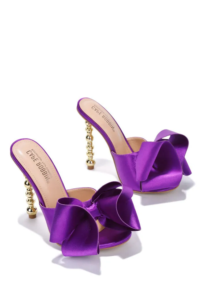 Cape Robbin Salsa Purple Sexy High Heels Open Toe Sculptural Heels Mule Oval Pump