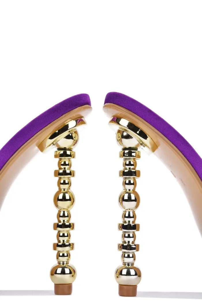 Cape Robbin Salsa Purple Sexy High Heels Open Toe Sculptural Heels Mule Oval Pump