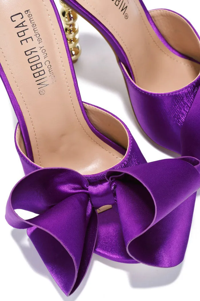 Cape Robbin Salsa Purple Sexy High Heels Open Toe Sculptural Heels Mule Oval Pump