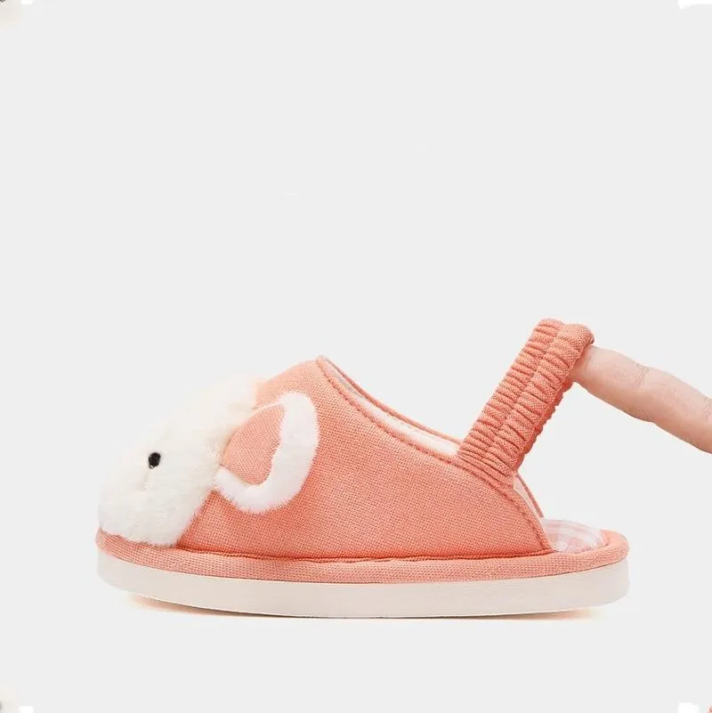 CM Aplic Bunny Face Elastic Grip Blue Warm Slippers 8154