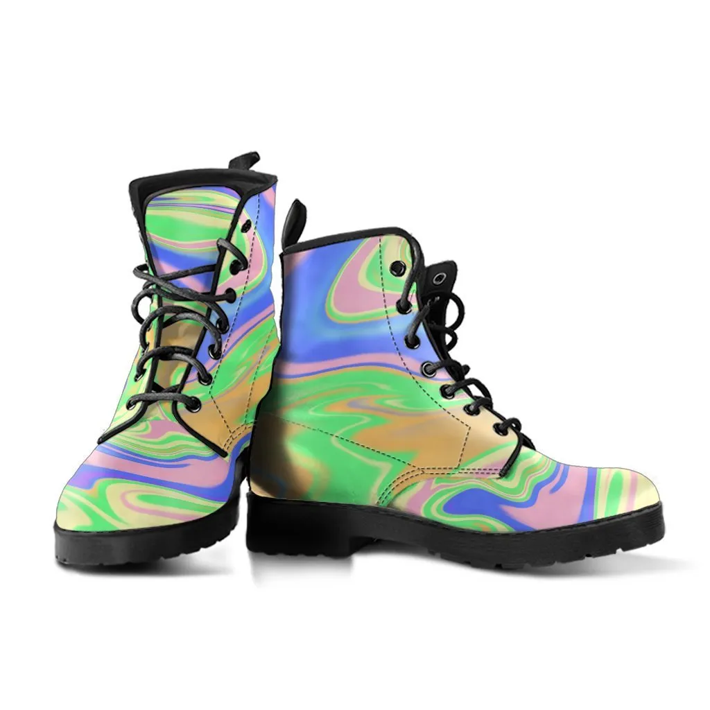 Combat Boots - Colorful Marble Art | Boho Shoes, Handmade Lace Up Boots, Vegan Leather Lace Up Boots Women, Custom Shoes, Custom Boots