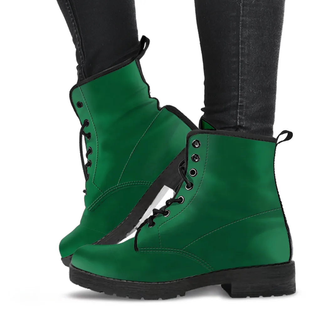 Combat Boots - Dark Green | Vegan Leather Lace Up, Handmade Lace Up Boots, Women's Boots, Custom Shoes, Vegan Leather Shoes