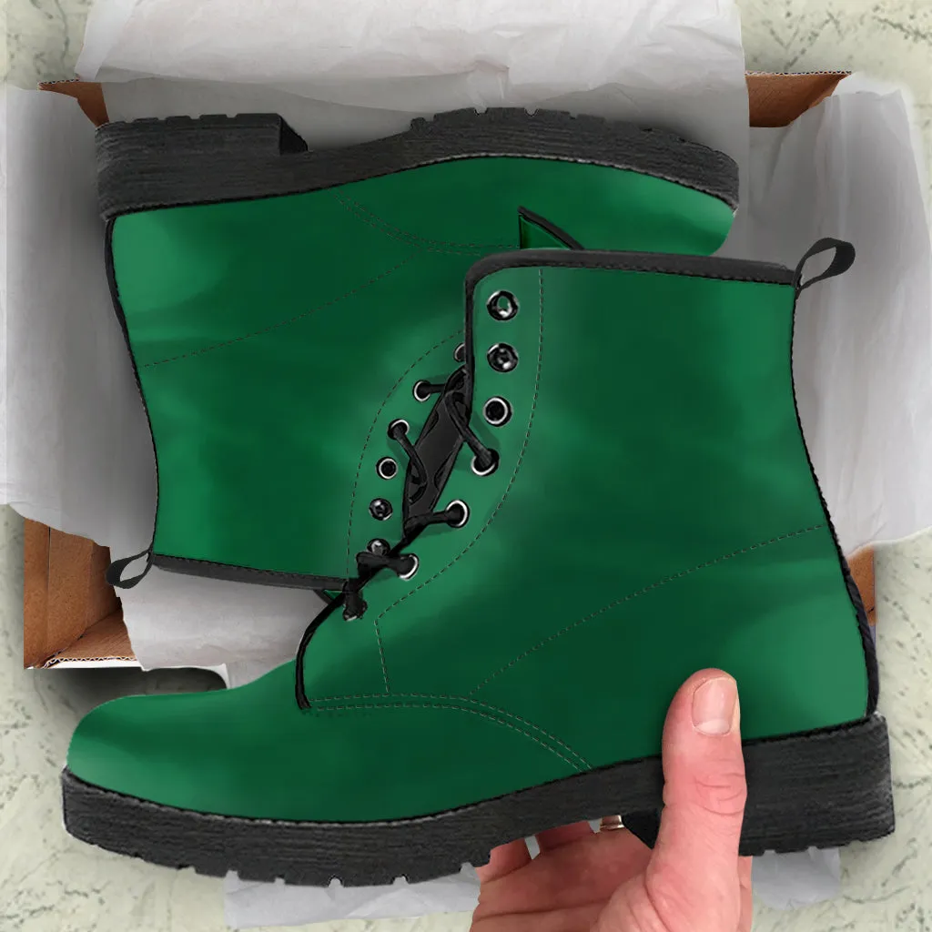 Combat Boots - Dark Green | Vegan Leather Lace Up, Handmade Lace Up Boots, Women's Boots, Custom Shoes, Vegan Leather Shoes