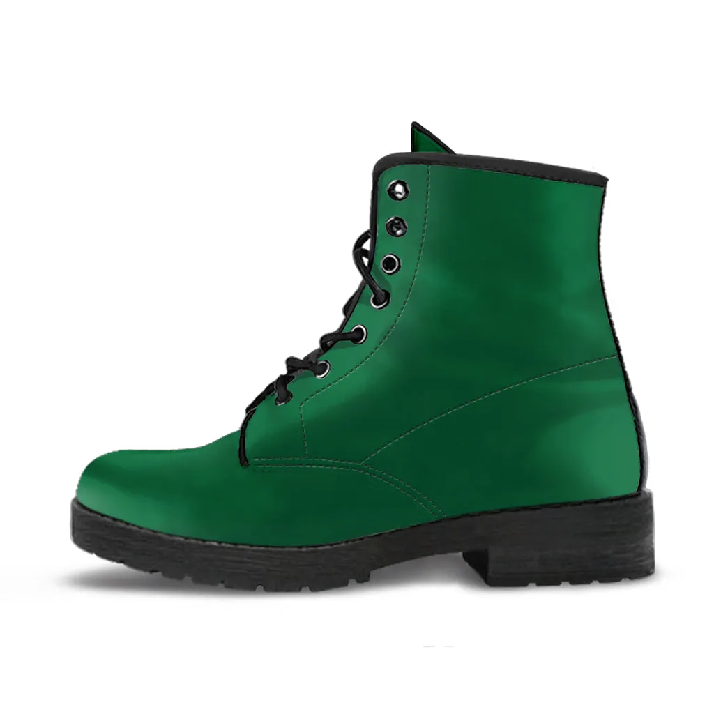 Combat Boots - Dark Green | Vegan Leather Lace Up, Handmade Lace Up Boots, Women's Boots, Custom Shoes, Vegan Leather Shoes