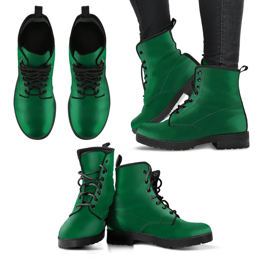 Combat Boots - Dark Green | Vegan Leather Lace Up, Handmade Lace Up Boots, Women's Boots, Custom Shoes, Vegan Leather Shoes