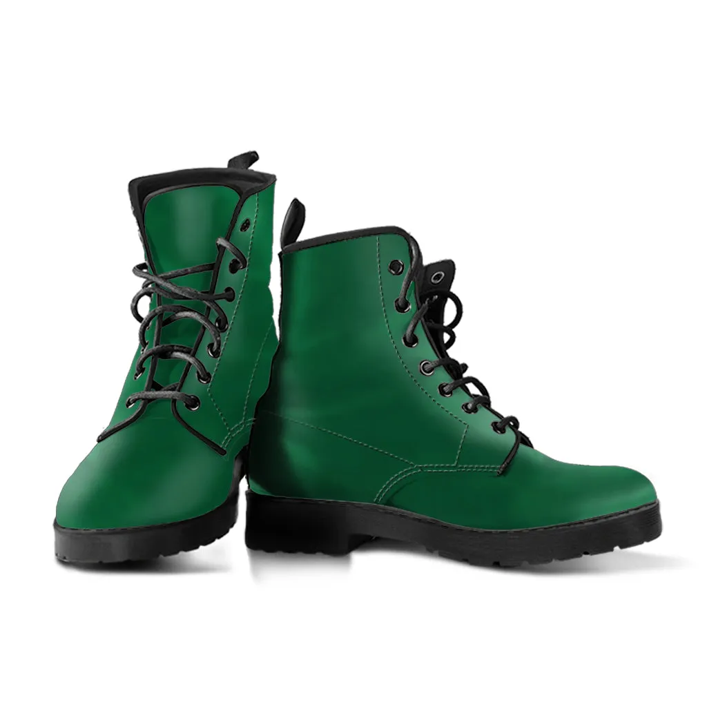 Combat Boots - Dark Green | Vegan Leather Lace Up, Handmade Lace Up Boots, Women's Boots, Custom Shoes, Vegan Leather Shoes