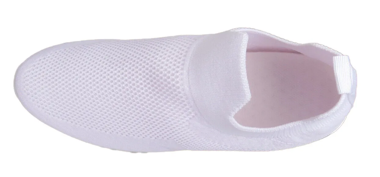 Copy of Serena Ladies Womens Sports Metallic Trim Slip On Trainers Sneakers Shoes White