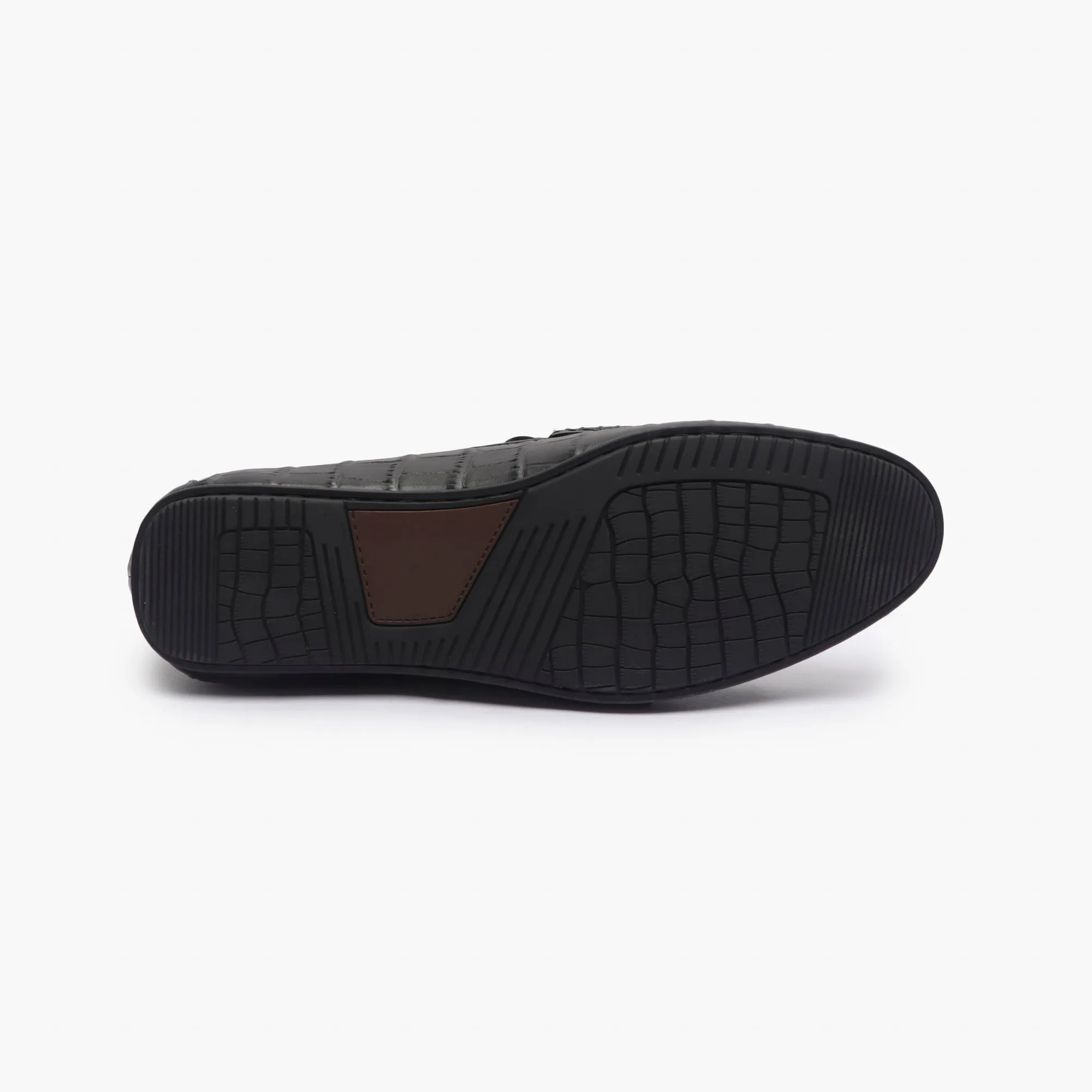 Croc Effect Loafers with Buckle
