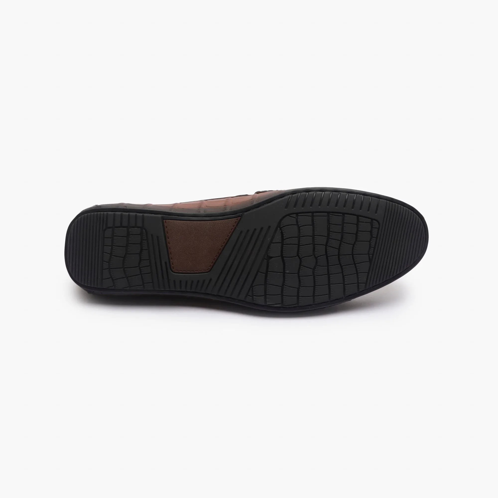 Croc Effect Loafers with Buckle