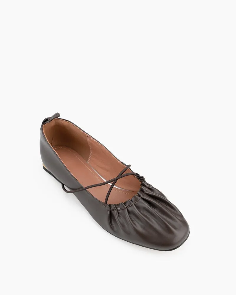 Crossover Straps Slip On Walking Mary Jane  Ballet Flats