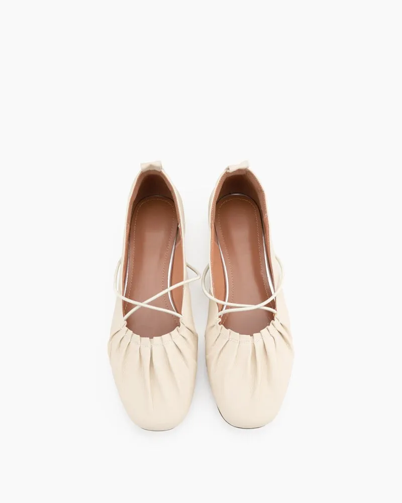 Crossover Straps Slip On Walking Mary Jane  Ballet Flats
