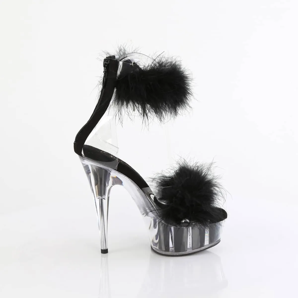 DELIGHT-624F Black & Clear Ankle Sandal High Heel