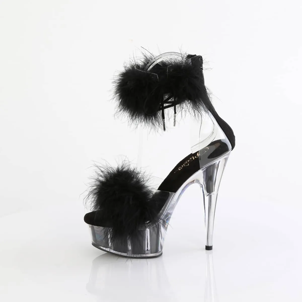 DELIGHT-624F Black & Clear Ankle Sandal High Heel