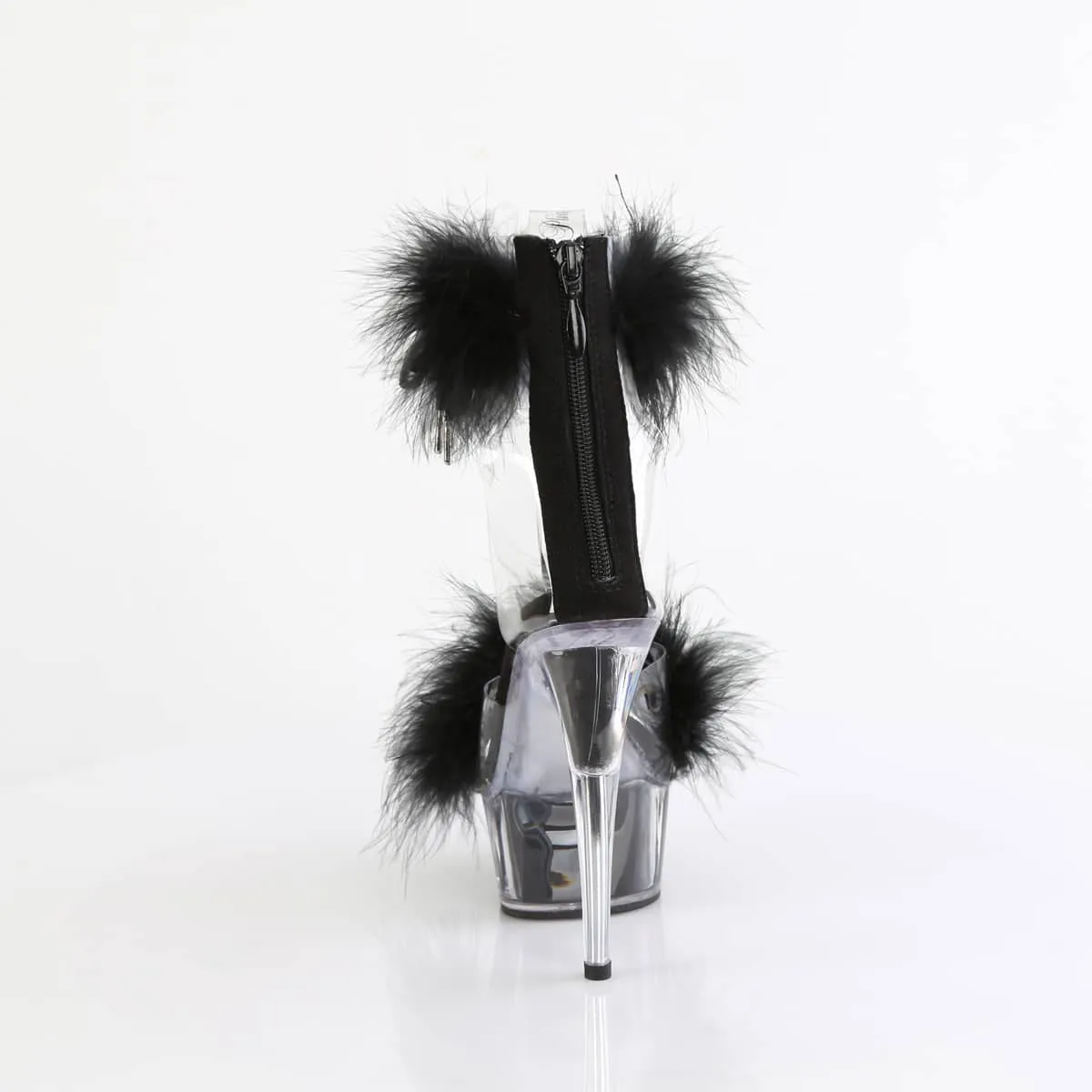 DELIGHT-624F Black & Clear Ankle Sandal High Heel