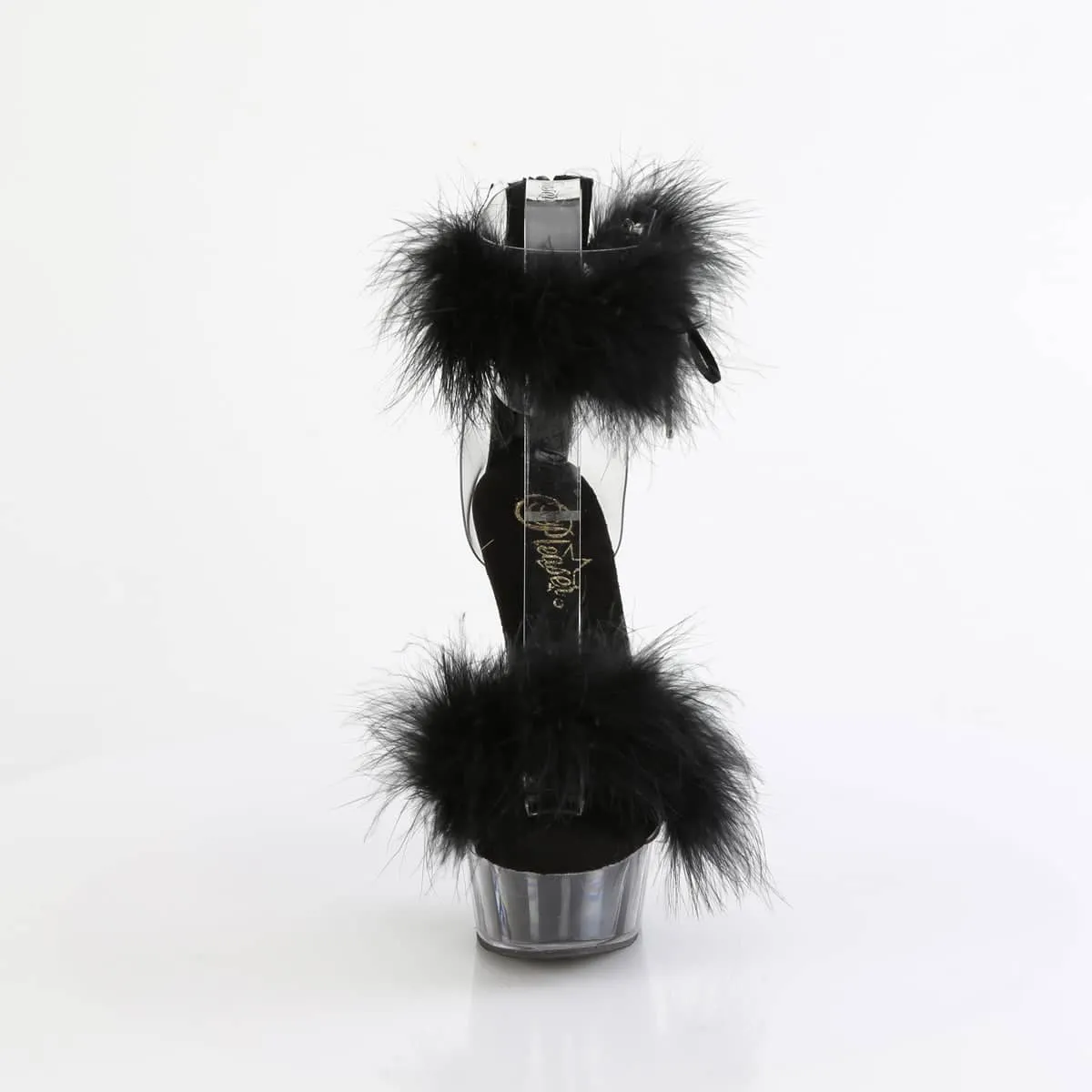 DELIGHT-624F Black & Clear Ankle Sandal High Heel