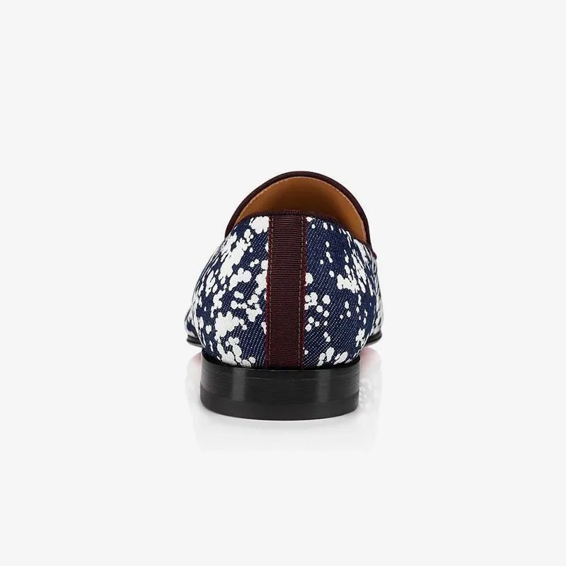 Denim Dots Flats Slip-on Leather Loafers