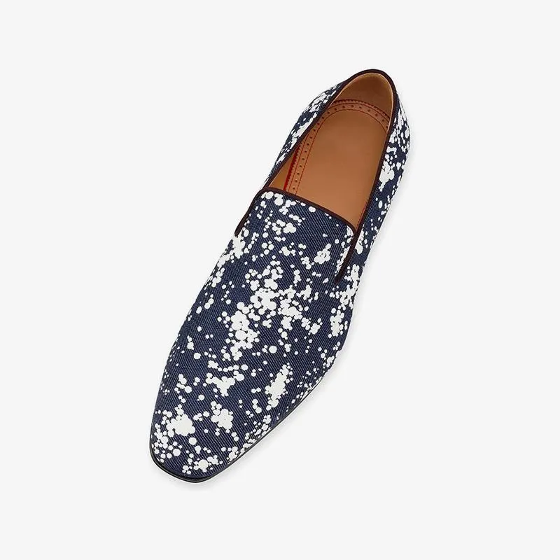 Denim Dots Flats Slip-on Leather Loafers