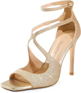 DREAM PAIRS Women's High Heels Sexy Cross Square Open Toe Strappy Dressy Sexy Stylish Stilettos Heels Sandals