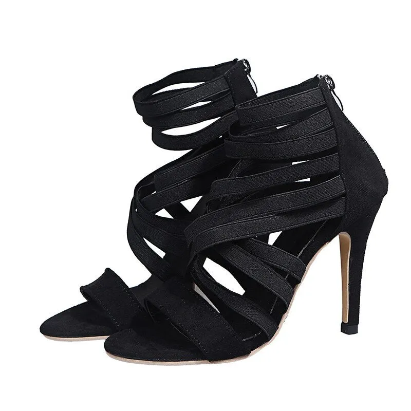 elveswallet Elastic Band Thin Heel Pumps