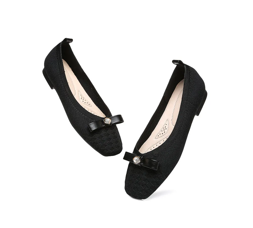 EVERAU® Women Bow Square Toe Ballet Flats Yolanda