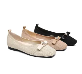 EVERAU® Women Bow Square Toe Ballet Flats Yolanda