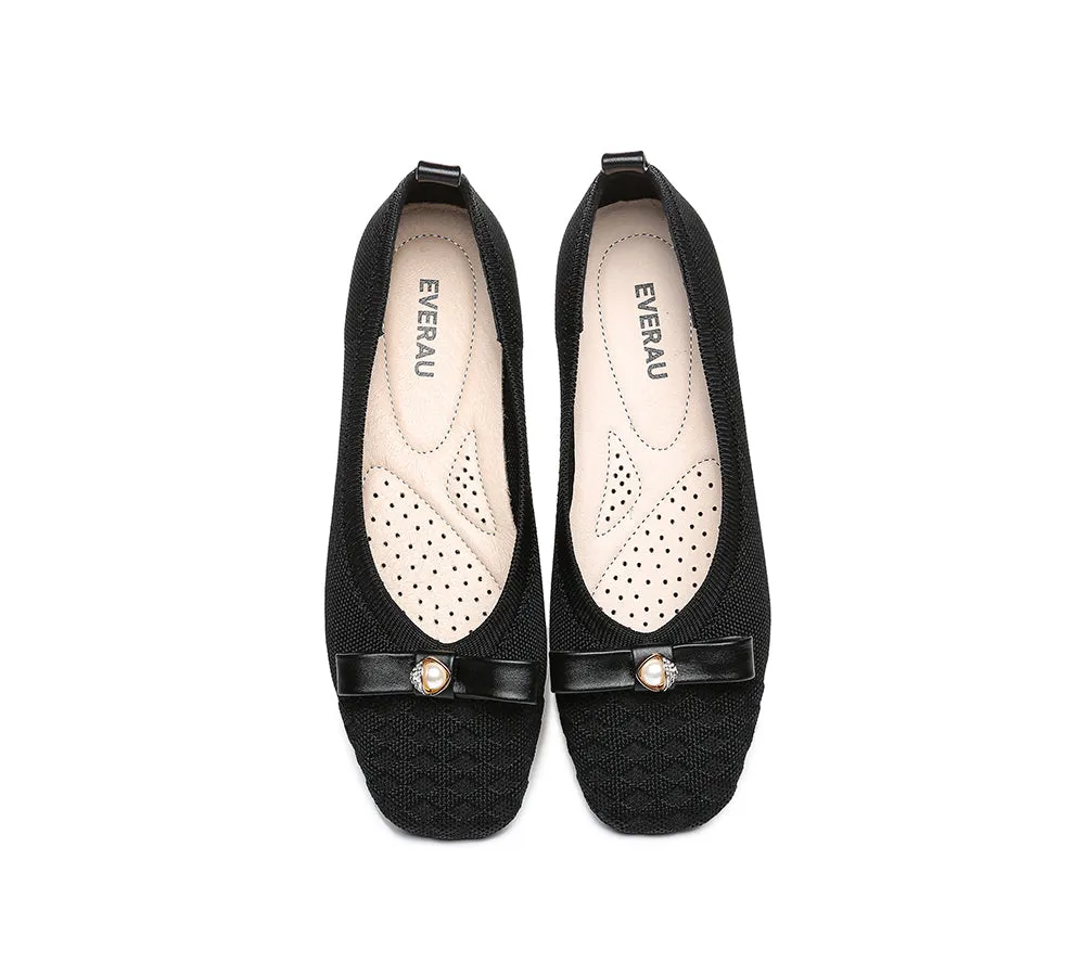 EVERAU® Women Bow Square Toe Ballet Flats Yolanda