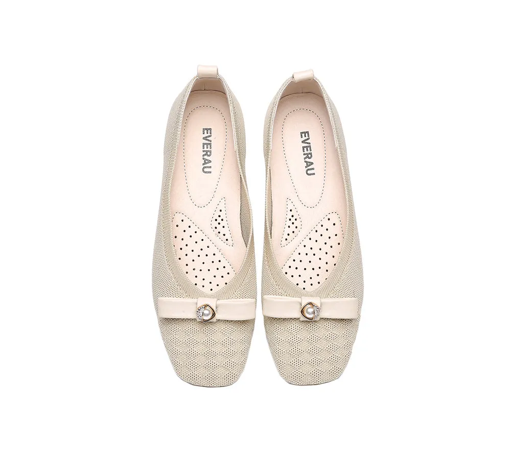 EVERAU® Women Bow Square Toe Ballet Flats Yolanda