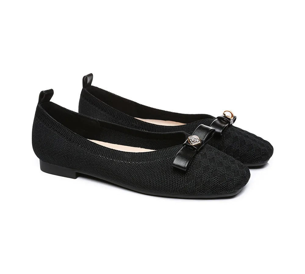 EVERAU® Women Bow Square Toe Ballet Flats Yolanda