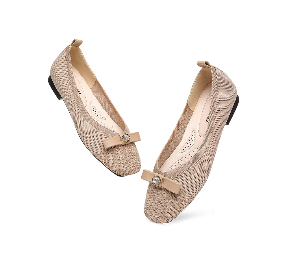 EVERAU® Women Bow Square Toe Ballet Flats Yolanda