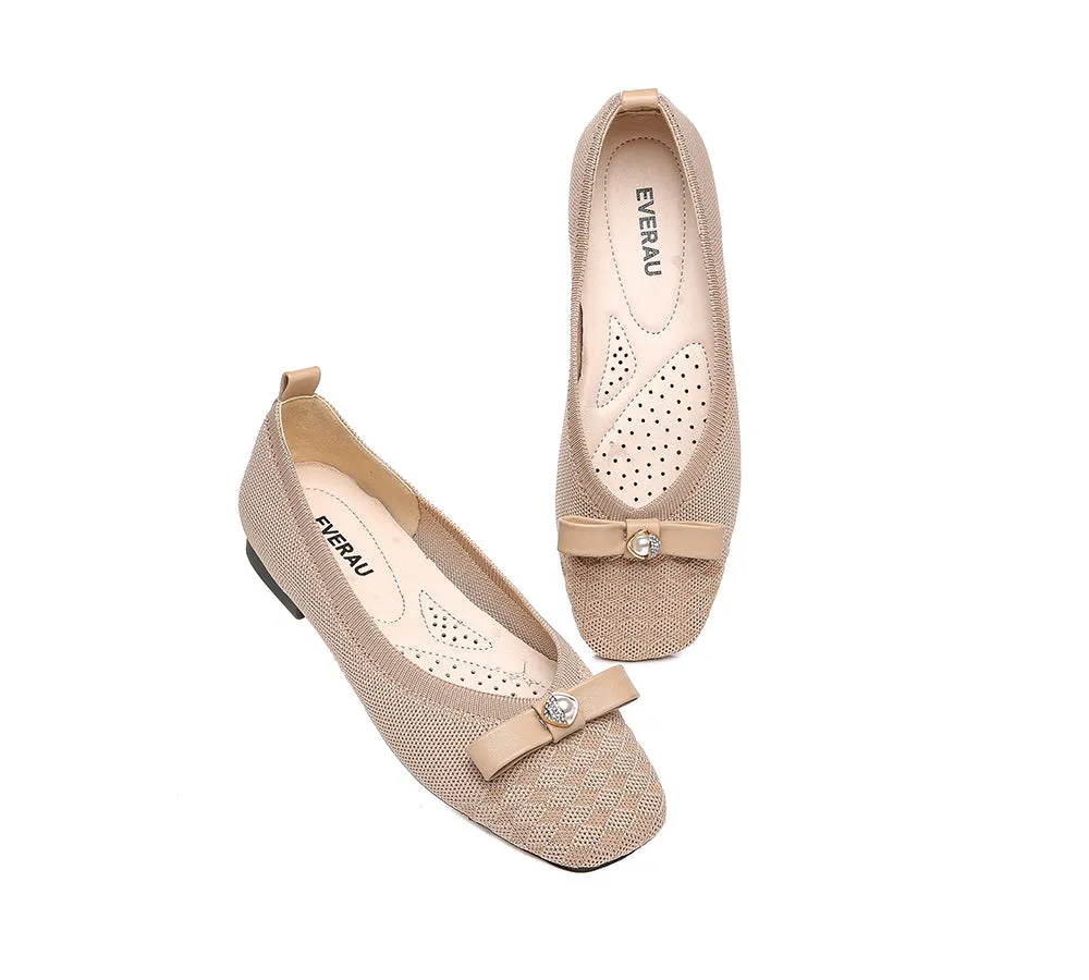EVERAU® Women Bow Square Toe Ballet Flats Yolanda