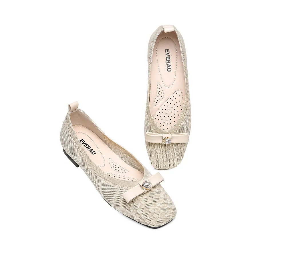 EVERAU® Women Bow Square Toe Ballet Flats Yolanda