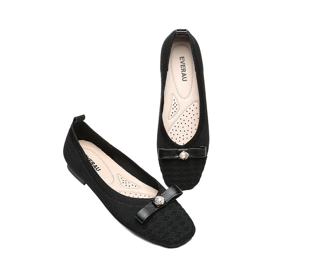 EVERAU® Women Bow Square Toe Ballet Flats Yolanda
