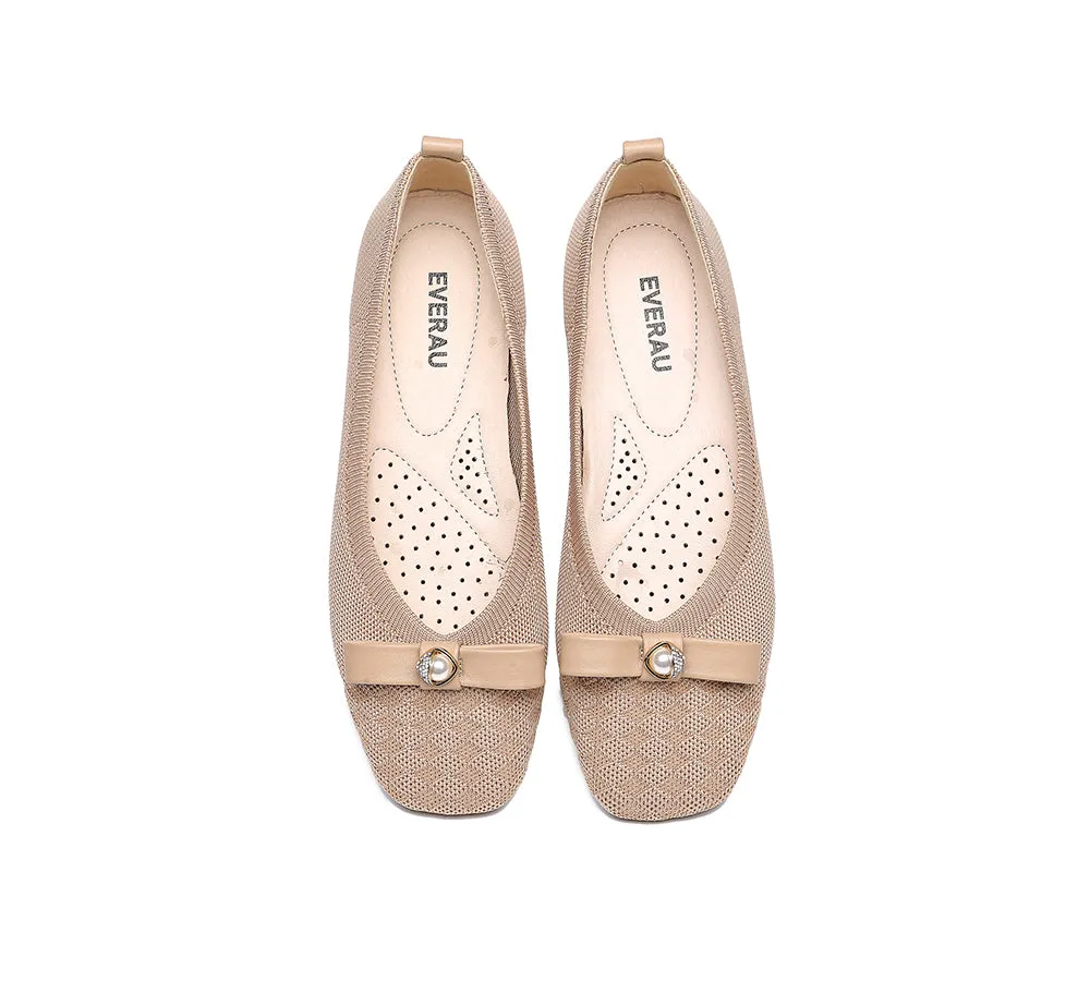 EVERAU® Women Bow Square Toe Ballet Flats Yolanda
